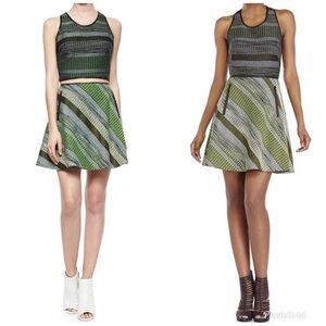 Andrew Marc Convertible Stripe Tweed Green Dress